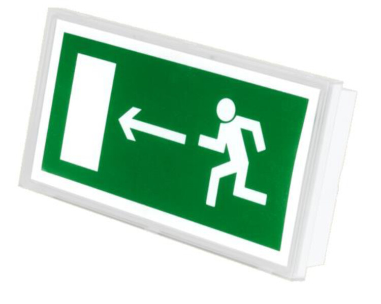 Знак безопасности BL-3015B.E04"Напр. к эвакуационному выходу налево"